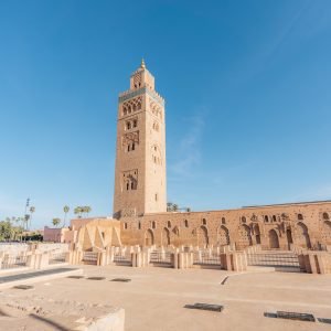 Koutoubia Mosque, Marrakech, Morocco during a bright sunny day. High quality photo